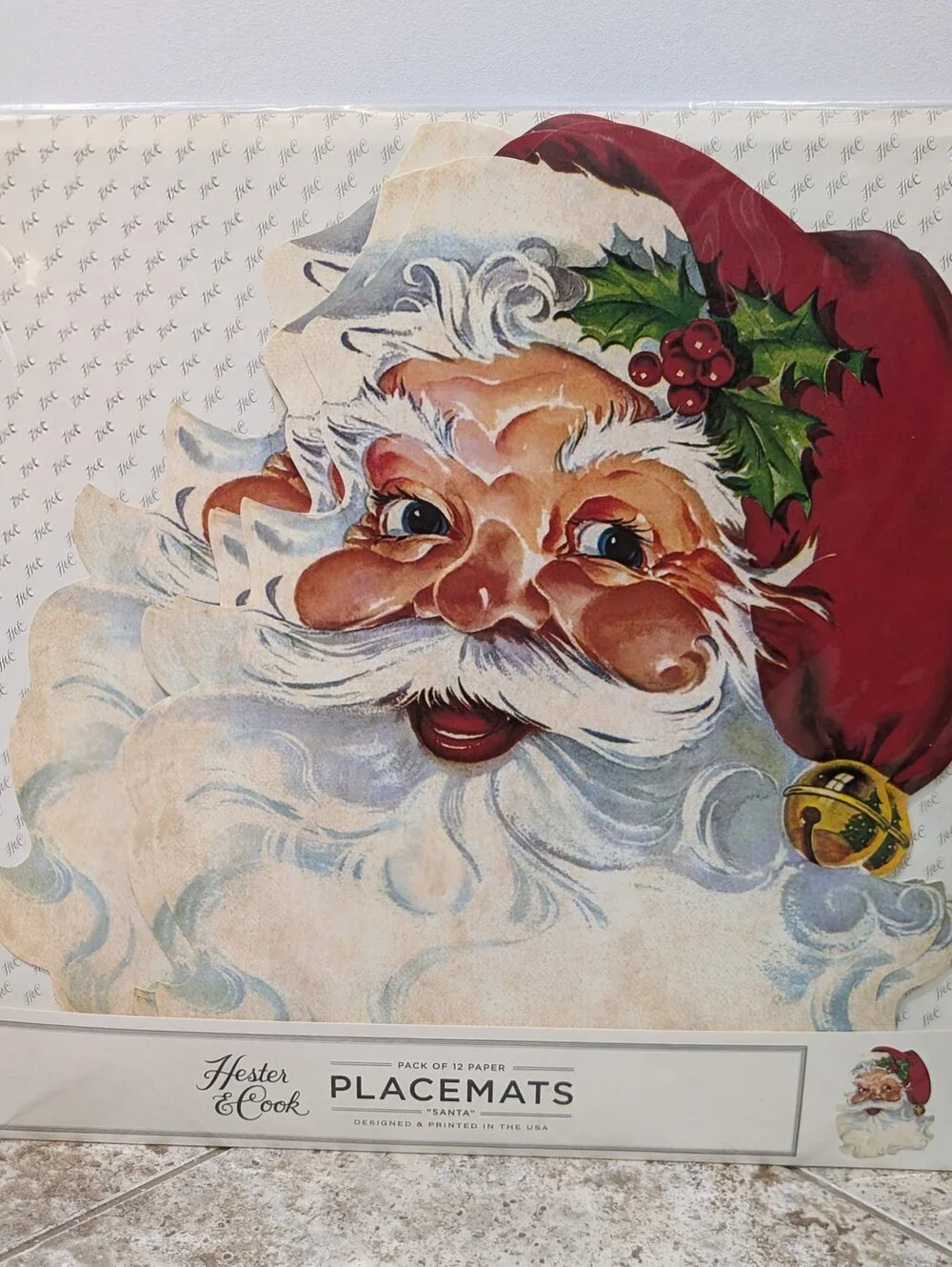 Hester & Cook Santa Claus Red Paper Placemats, Set of 12 Diecuts- Made in USA